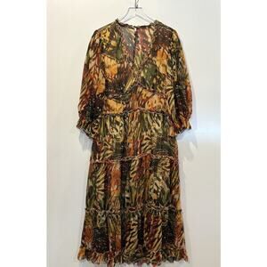 Truly 4 You Multi Color‎ Tiered V-Neck Maxi Dress Womens Size 2X (1473)